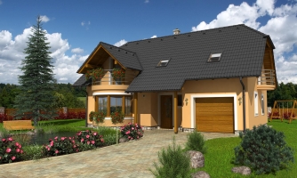 Multi-storey house project with a garage.